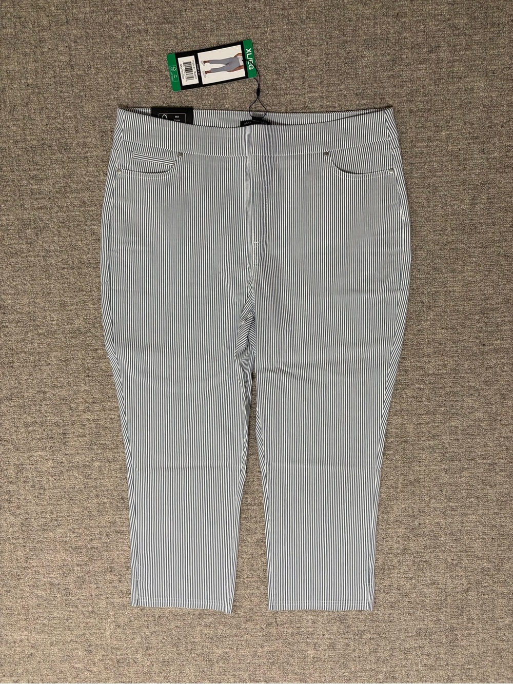 Mario Serrani Blue & White Pinstripe Cropped Jeans